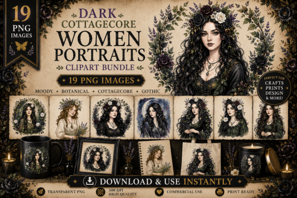 Download Dark Cottagecore Women Portraits PNG - Portraits Collection