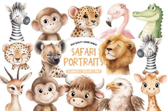 Download Safari Animal Portraits Clipart - Portraits Collection